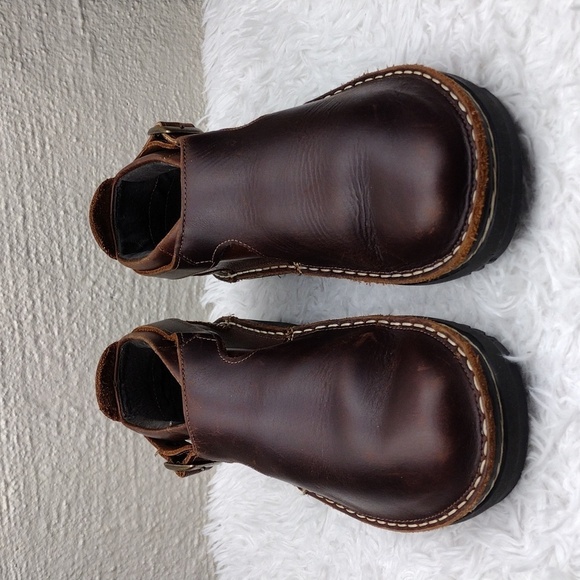 NAOT Malta Buffalo Brown Leather Buckled Strap Round Toe Low Heel Orthotic Shoe - Picture 2 of 16